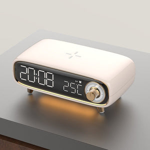 DREAMCLOX 五合一無線充電藍牙音箱 溫度時鐘 小夜燈 / Pink - UNWIRE STORE
